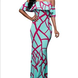 Off the shoulder full length maxi dress